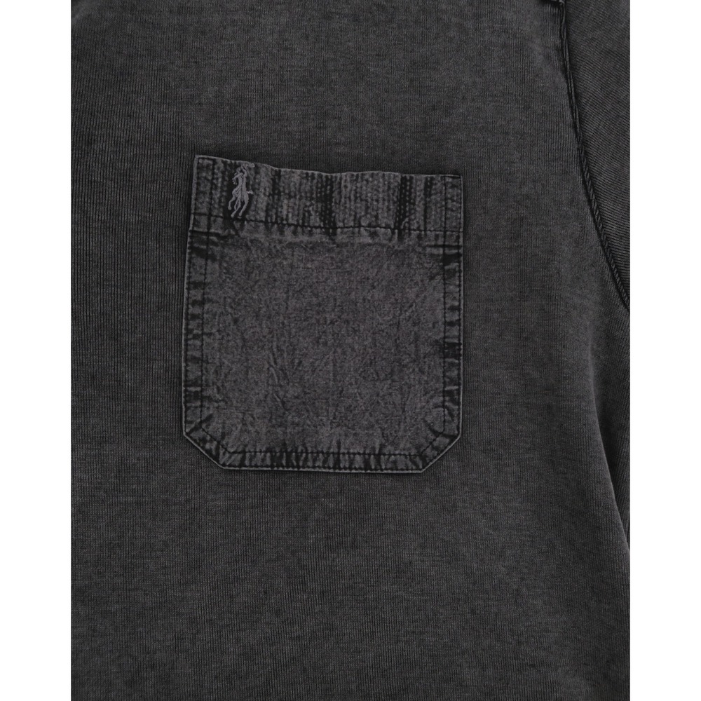 Vintage Polo Ralph Lauren MenXXL Black Faded Acid Wash Snap Henley Pocket TShirt - Picture 3 of 8